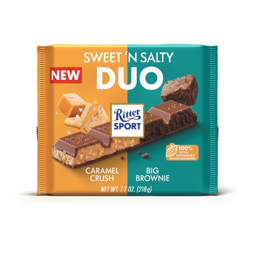Ritter Sport - Duo Sweet 'n Salty Caramel and Brownie Chocolate Bar 218g, 1 Each