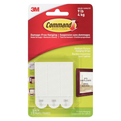 3M - Command Brand - Picture & Frame Hanging Strips - Medium 3pk, 1 Each