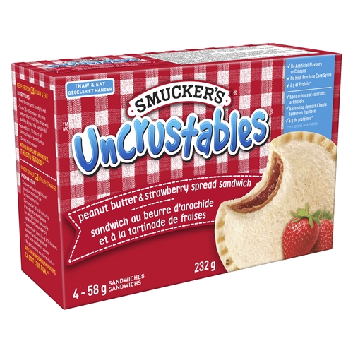 Smucker's - Uncrustables Peanut Butter & Strawberry Spread Sandwiches 4's 232g, 1 Each