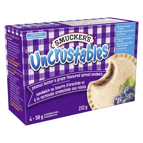 Smucker's - Uncrustables Peanut Butter & Grape Spread Sandwiches 4's 232g, 1 Each