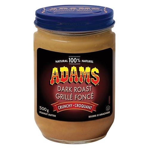 Adams - 100% Natural Dark Roast Peanut Butter - Crunchy 500g, 1 Each