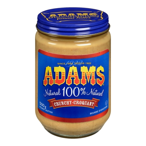 Adams - 100% Natural Peanut Butter - Crunchy 500g, 1 Each