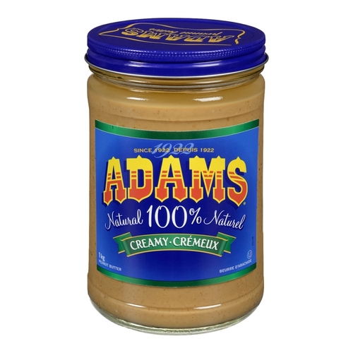 Adams - 100% Natural Peanut Butter - Creamy 1kg, 1 Each