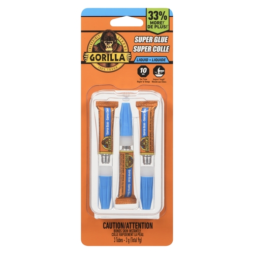 Gorilla Super Glue Liquid Tubes - 3 x 3g 3pk, 1 Each