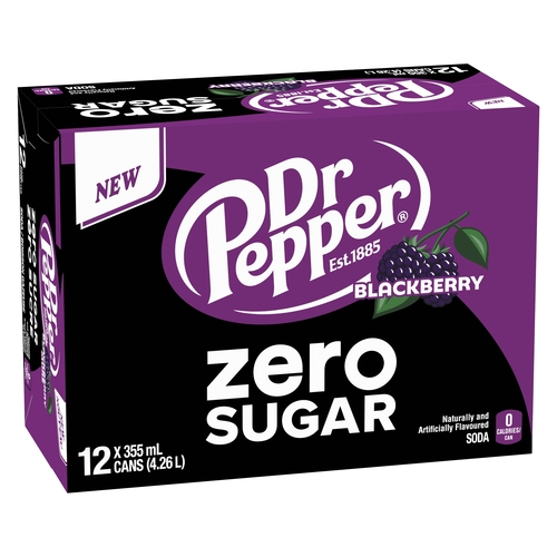 Dr Pepper Soda - Zero Sugar Blackberry 12/355ml, 1 Each