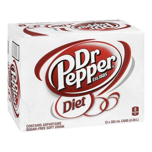Dr Pepper Soda - Diet Sugar-Free 12/355ml, 1 Each