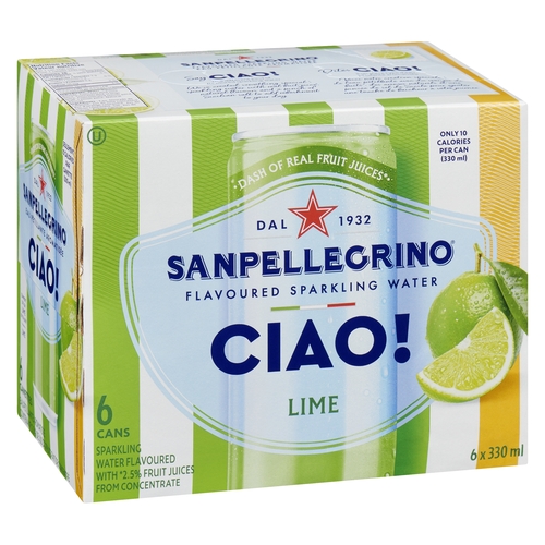 San Pellegrino - CIAO! Flavoured Sparkling Water - Lime 6/330ml, 1 Each