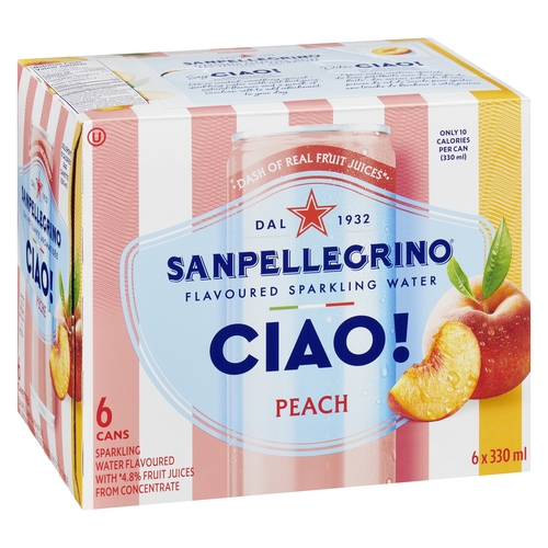 San Pellegrino - CIAO! Flavoured Sparkling Water - Peach 6/330ml, 1 Each
