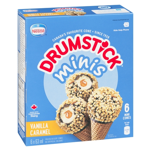 Nestle - Drumstick Minis Frozen Dessert Cones - Vanilla Caramel Mini Cones 6/63ml, 1 Each