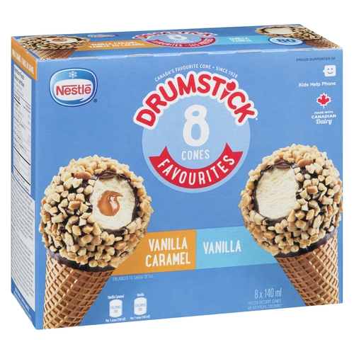 Nestle - Drumstick Frozen Dessert Cones - 4 Vanilla Caramel, 4 Vanilla 8/140ml, 1 Each
