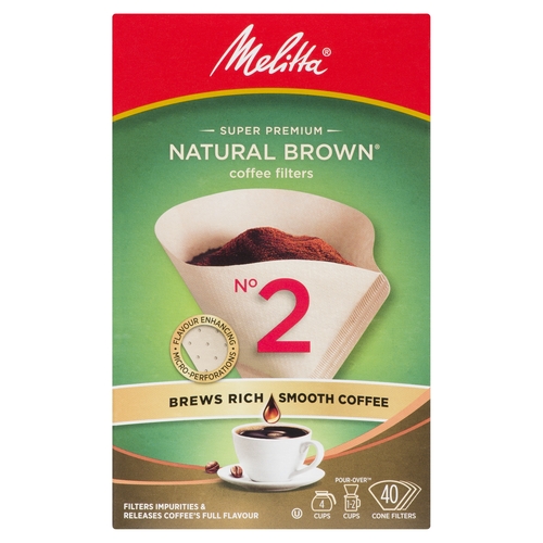 Melitta - Coffee Cone Filters - Natural Brown #2 40pk, 1 Each