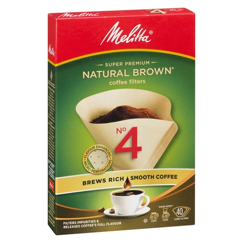 Melitta - Coffee Cone Filters - Natural Brown #4 40pk, 1 Each