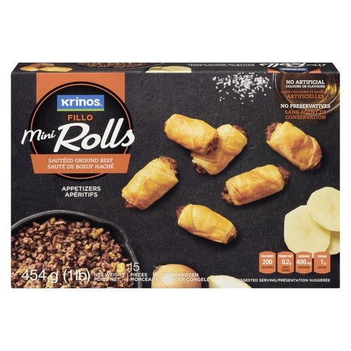 Krinos - Appetizers - Fillo Mini Rolls - Sautéed Ground Beef 454g, 1 Each