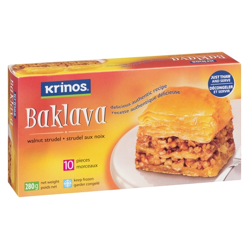 Krinos - Baklava Greek Walnut Strudel - 10 Pieces 280g, 1 Each