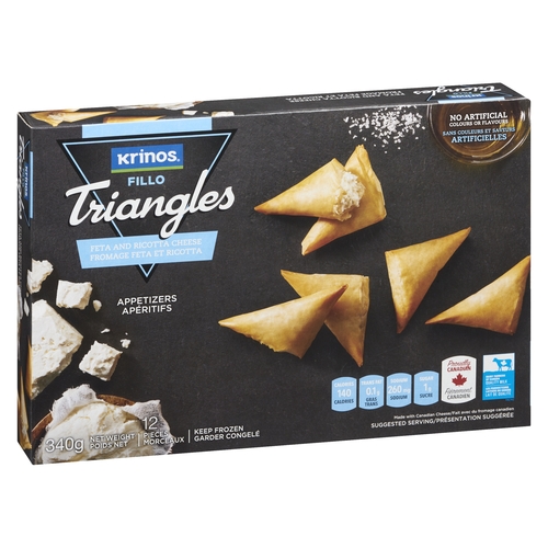 Krinos - Fillo Triangles Appetizers – Feta and Ricotta Cheese 12s, 1 Each