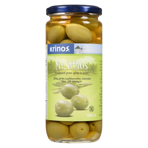 Krinos - Traditional Green Olives In Brine 500ml, 1 Each