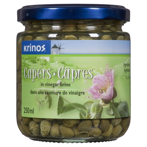 Krinos - Capers in Vinegar Brine 250ml, 1 Each