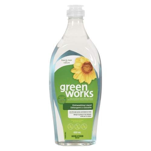Green Works - Dishwashing Liquid - Free & Clear 650ml, 1 Each