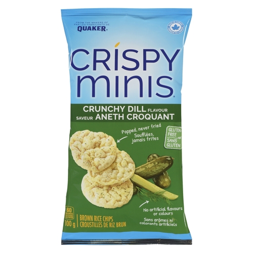 Quaker - Crispy Minis Brown Rice Chips - Crunchy Dill 100g, 1 Each