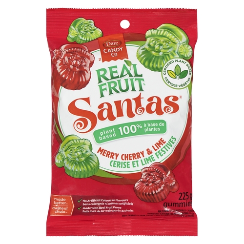 Dare Candy Co - Naturally Flavoured Candy Santas Merry Cherry & Lime Gummies 225g, 1 Each