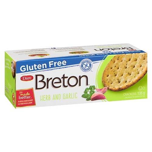 Dare - Breton Crackers - Gluten Free Herb & Garlic 135g, 1 Each