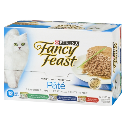 Purina - Fancy Feast Gourmet Cat Food Paté Seafood Supper Variety Pack 12/85g, 1 Each