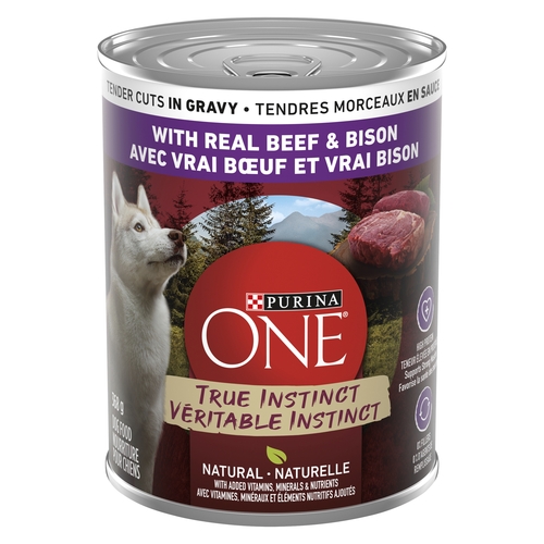 Purina One True Instinct Dog Food - Tender Cuts in Gravy with Beef & Bison 368g, 1 Each