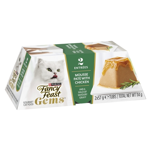 Purina - Fancy Feast Gourmet Cat Food - Gems - Mousse Pate with Chicken 2's 114g, 1 Each