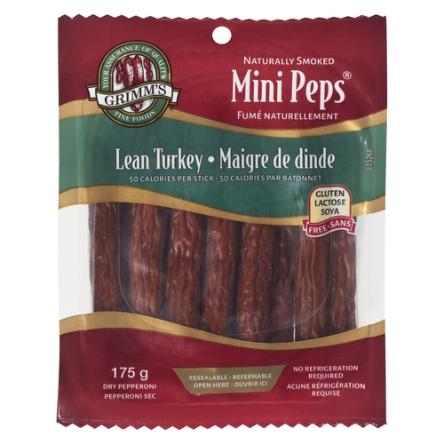 Grimm's Fine Foods - Mini Peps Dry Pepperoni - Lean Turkey 175g, 1 Each