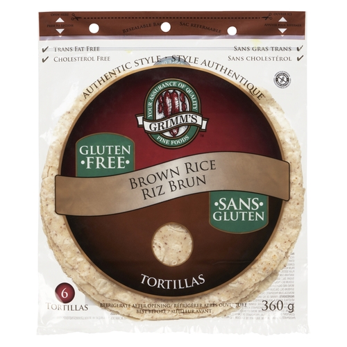 Grimm's Fine Foods - Tortillas - Brown Rice - Gluten Free 6's 360g, 1 Each