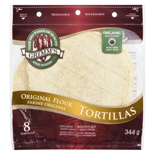 Grimm's Fine Foods - Organic Tortillas - Original Flour 8" 8's 344g, 1 Each