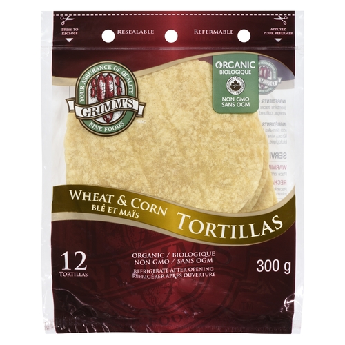 Grimm's Fine Foods - Organic Tortillas - Wheat & Corn 6" 12's 300g, 1 Each