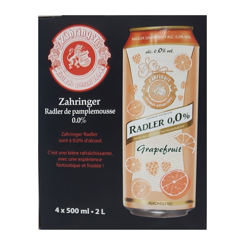 Zahringer - Radler Non-Alcoholic Refreshment Alc 0.0% Vol - Grapefruit 4/500ml