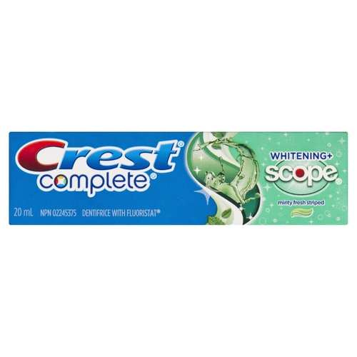 Crest Complete Plus - Toothpaste - Whitening with Scope - Minty Fresh 20ml, 1 Each