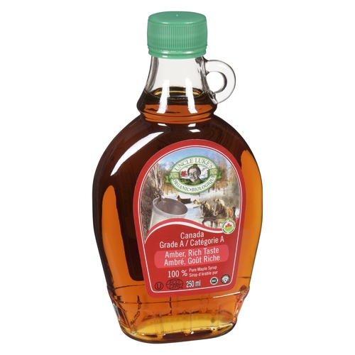 Uncle Luke's - Organic 100% Pure Maple Syrup - Canada Grade A - Amber, Rich Taste 250ml, 1 Each