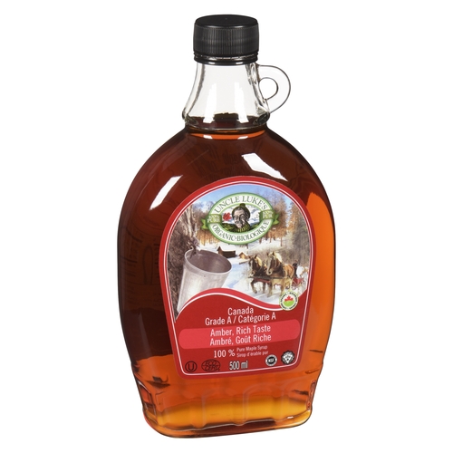 Uncle Luke's - Organic 100% Pure Maple Syrup - Canada Grade A - Amber, Rich Taste 500ml, 1 Each