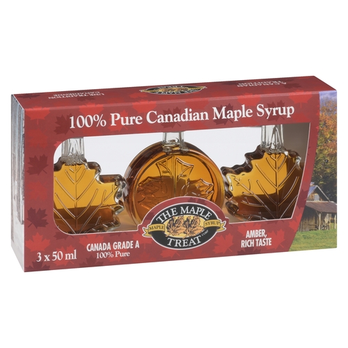 The Maple Treat - 100% Pure Maple Syrup - Canada Grade A - Amber, Rich Taste 3/50ml, 1 Each