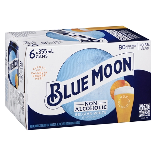 Blue Moon Non-Alcoholic Belgian Style White Wheat Ale 6/355ml, 1 Each