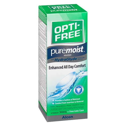 Opti-Free - PureMoist Enhanced All Day Comfort Solution For All Soft Contact Lens 300ml, 1 Each