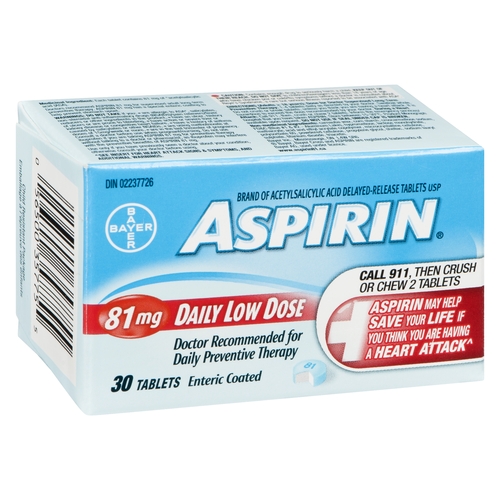 Bayer - Aspirin - Daily Low Dose 81mg 30s, 1 Each