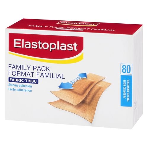 Elastoplast - Fabric Extra Flexible Strips - Assorted Sizes Family Pack 80pk