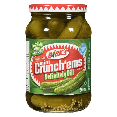 Bick's - Premium Mini Crunch Crunch'ems Pickles - Definitely Dill 500ml, 1 Each