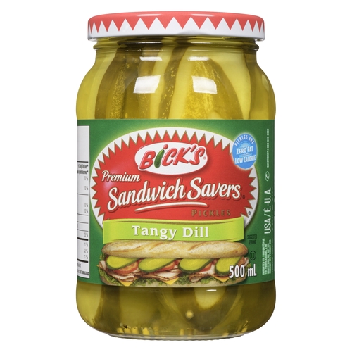 Bick's - Sandwich Savers Premium Pickles - Tangy Dill 500ml, 1 Each