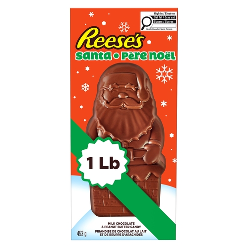 Reese's Milk Chocolate & Peanut Butter Candy Santa 453g, 1 Each