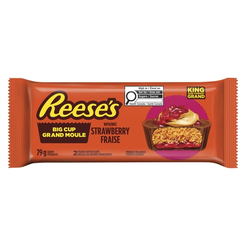 Reese's - Big Cup Candy with Strawberry Peanut Butter Cups - King Size 2's 79g, 1 Each