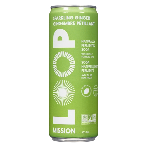 Loop Mission - Naturally Fermented Soda - Sparkling Ginger 355ml, 1 Each