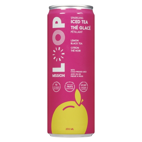 Loop Mission - Sparkling Iced Black Tea - Lemon 355ml, 1 Each
