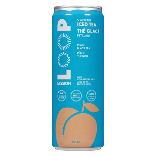 Loop Mission - Sparkling Iced Black Tea - Peach 355ml, 1 Each