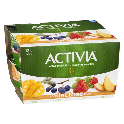 Activia - Probiotic Yogurt - Mango, Blueberry, Peach, Strawberry - Lactose Free 2.9% m.f. 12/100g, 1 Each