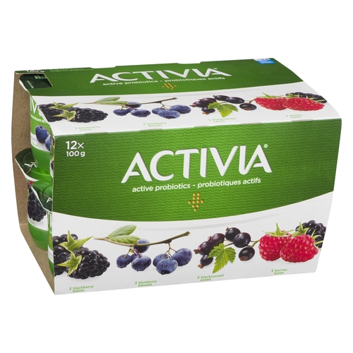 Activia - Probiotic Yogurt - Blackberry, Blueberry, Blackcurrant, Berries 2.9% m.f. 12pk, 1 Each